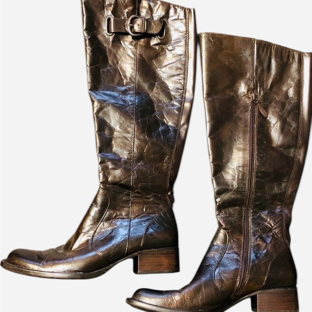 Crown Born Dark Brown Heeled Leather Boots Sz 6